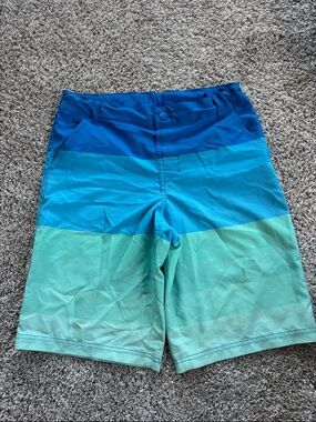 Boys art class Blue and Teal Gradient Swim Board Shorts